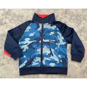 Nike Full Zip Blue Camouflage Little Boy Toddler Track Jacket, Size 18 months
